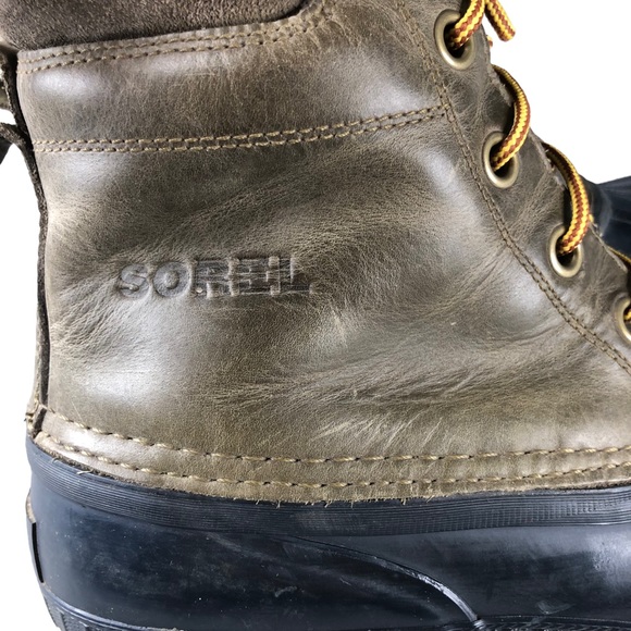 Sorel Mens Sz11 Green/Brown Cheyenne Waterproof Lace Duck Boot - Picture 7 of 14